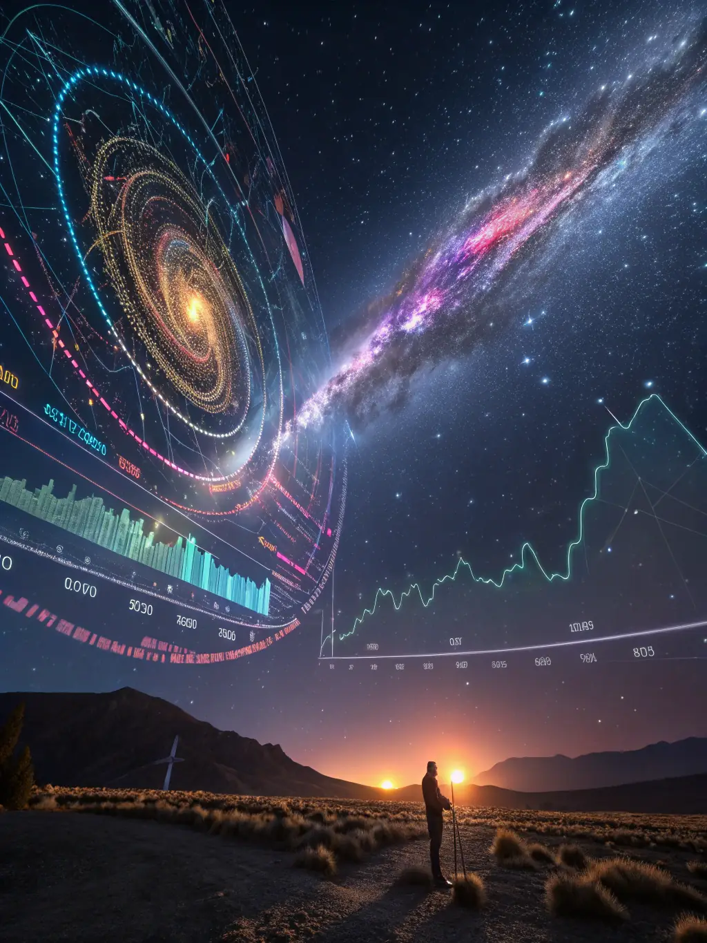 A depiction of advanced AI algorithms analyzing vast datasets, uncovering patterns and insights that drive innovation and decision-making across industries.