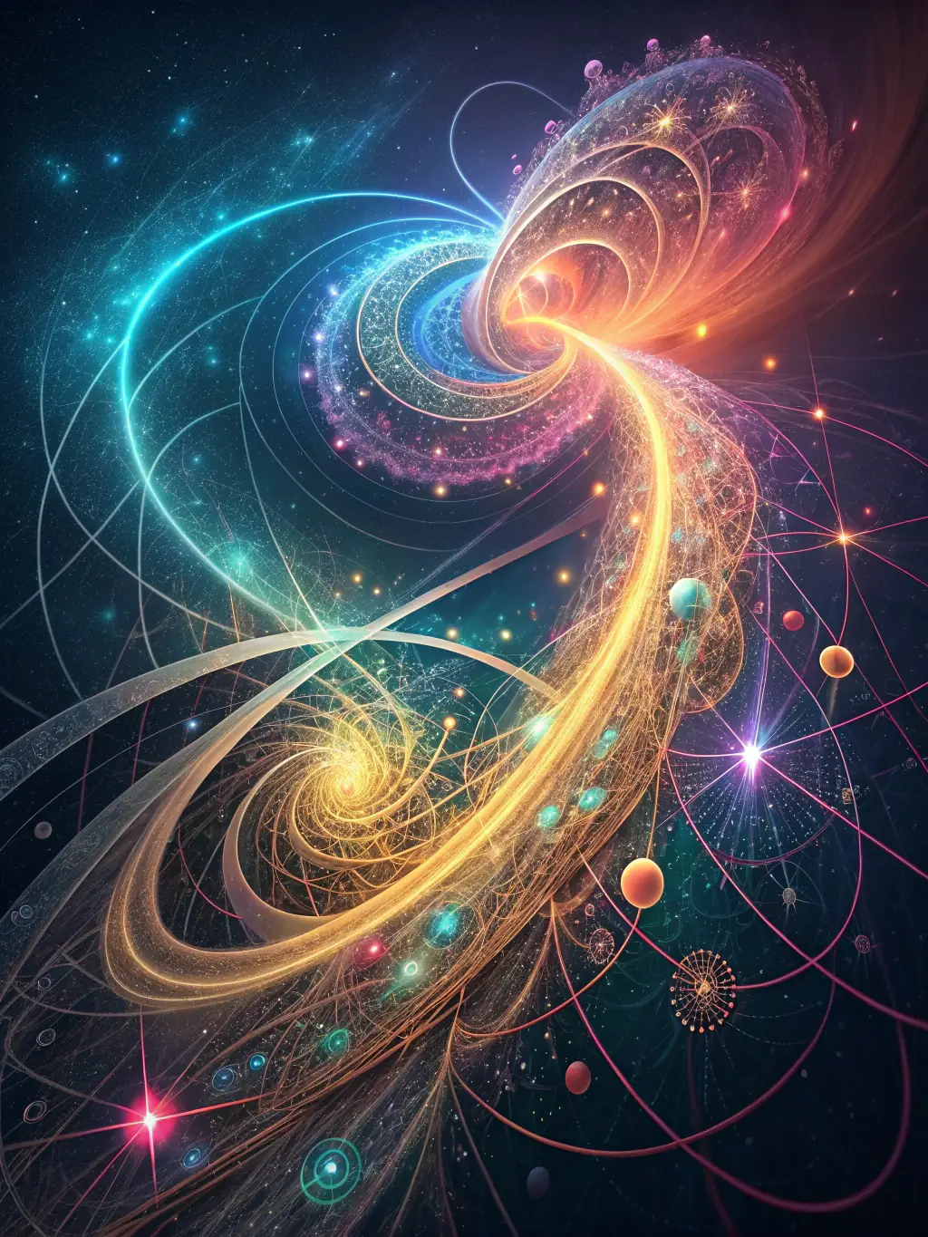A visual representation of quantum computing, showcasing qubits and complex algorithms, illustrating the potential of this technology to solve complex problems.